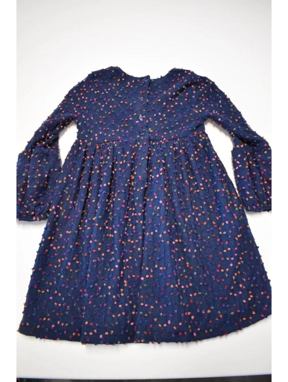 Bonnie Jean Girls Navy Confetti Dress Size 8 Long Sleeve Party Dress